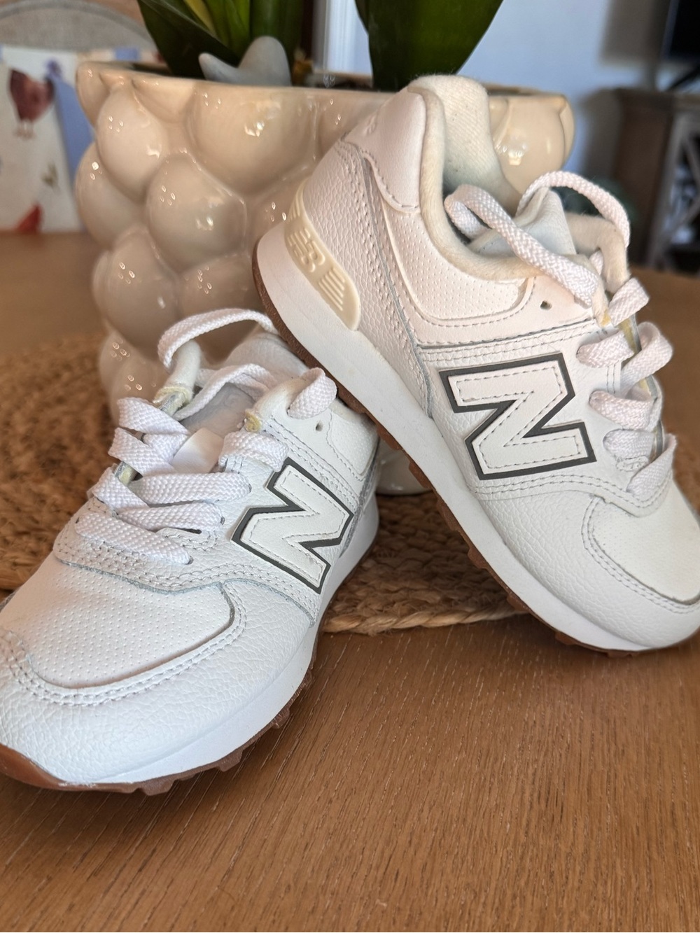 New Balance Kids White and Gray Casual Sneakers